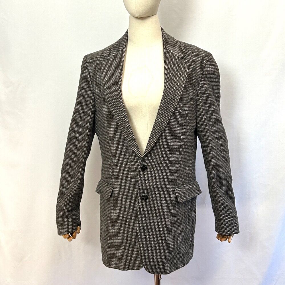 90s Woodmere Grey Brown Wool Tweed Oversized Blazer